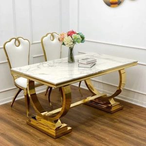 Bàn ghế ăn gia đình mạ vàng sang trọng NN-GMT01